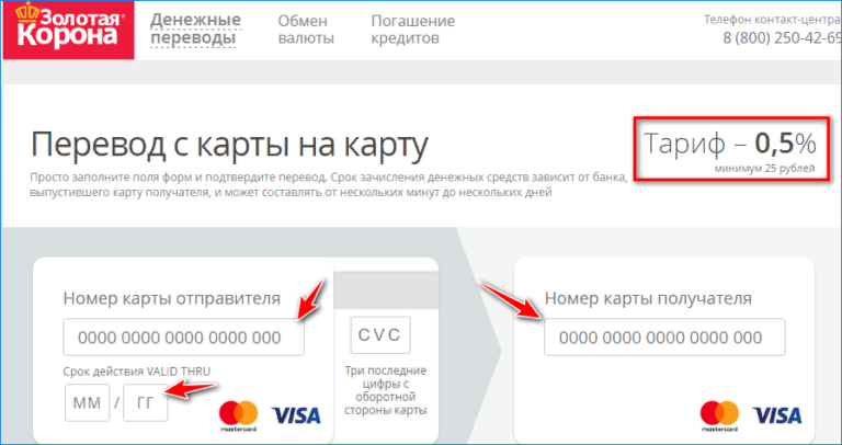 Золотая карта перевод денег